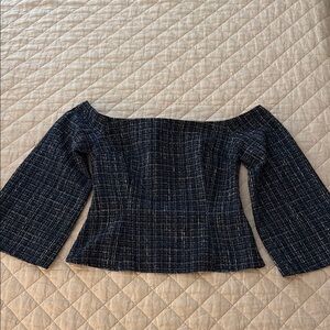 Zara tweed off the shoulder top